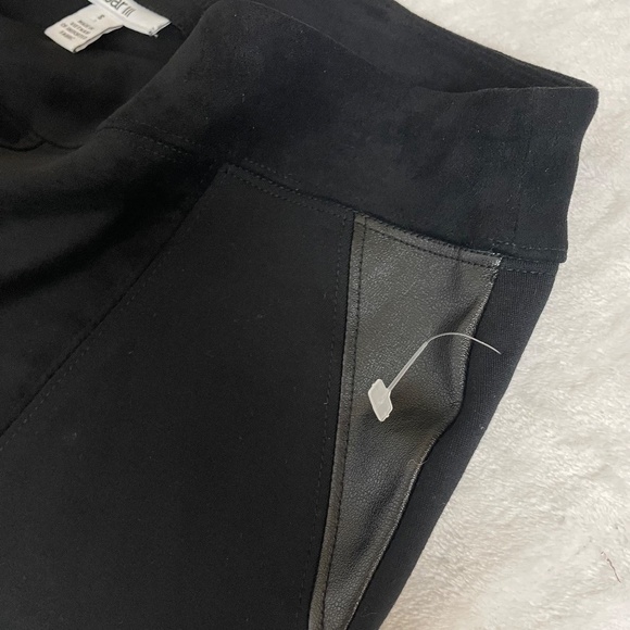 NWOT - BAR III FAUX LEATHER PATCH, FAUX SUEDE MIXED MEDIA LEGGINGS, BLACK SIZE S - Picture 3 of 5